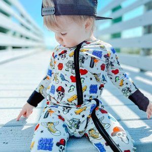 Cool Dude Baby Bamboo Pajama | Skateboard Skull | Boys Girls | Childrens Clothes